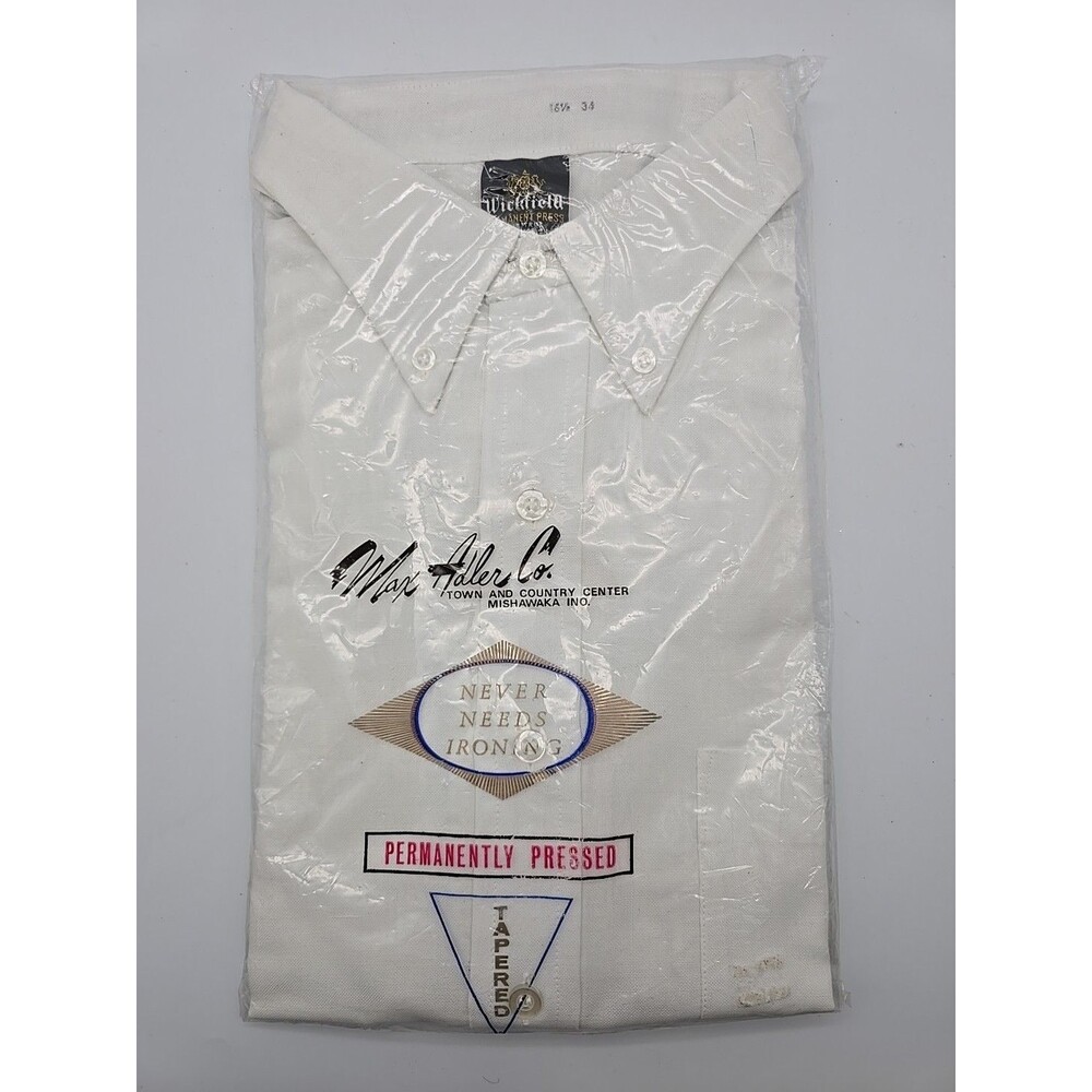 New Vintage Wickfield Permanent Press Tapered White Men's Dress Shirt 16.5 34